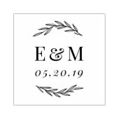 Laurel Branch Monogram Wedding Save the Date Rubberstempel (Afrduk)