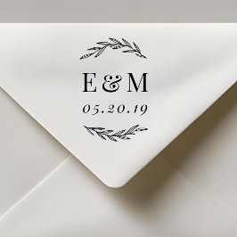 Laurel Branch Monogram Wedding Save the Date Zelfinktende Stempel