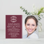 Laurel Branches Maroon Foto Afstuderen Uitnodiging (Staand voorkant)