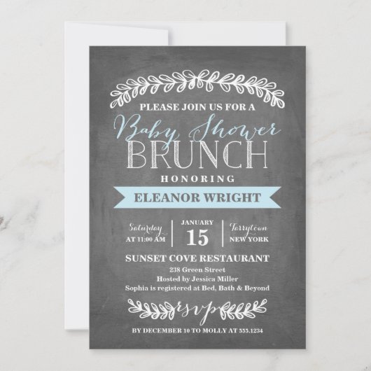 Laurel Brunch | Uitnodiging tot Baby shower (Voorkant)