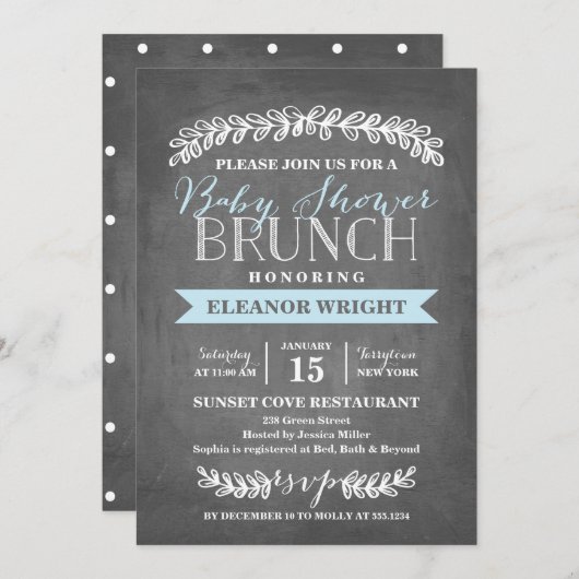 Laurel Brunch | Uitnodiging tot Baby shower (Voorkant / Achterkant)