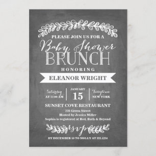 Laurel Brunch White   Uitnodiging tot Baby shower