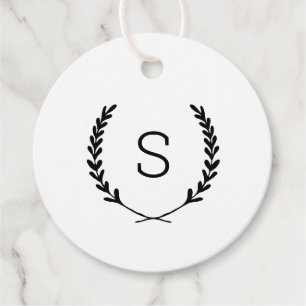 Laurel Crest Bruiloft Monogram Bedankt Favor Tags Bedankjes Labels