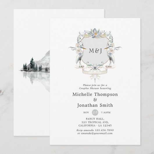 Laurel Crest Monogram Lakeside Couples Shower Kaart (Voorkant / Achterkant)
