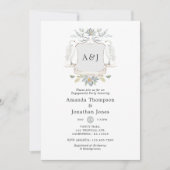 Laurel Crest Monogram Meren Engagement Party Kaart (Voorkant)