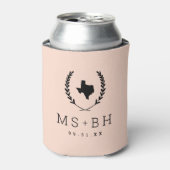 Laurel Crest Texas Wedding Monogram | Blush Blikjeskoeler (Blikje Voorkant)