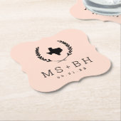 Laurel Crest Texas Wedding Monogram | Blush Kartonnen Onderzetters (Gekanteld)