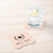 Laurel Crest Texas Wedding Monogram | Blush Kartonnen Onderzetters (Insitu)