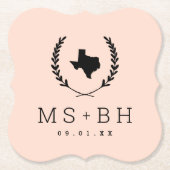 Laurel Crest Texas Wedding Monogram | Blush Kartonnen Onderzetters (Voorkant)
