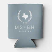 Laurel Crest Texas Wedding Monogram | Dusty Blue Blikjeskoeler (Voorkant)