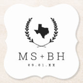 Laurel Crest Texas Wedding Monogram Kartonnen Onderzetters (Voorkant)