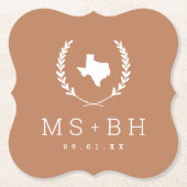 Laurel Crest Texas Wedding Monogram | Terra Cotta Kartonnen Onderzetters (Voorkant)