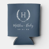 Laurel Crest Wedding Monogram | Blauwmeer Blikjeskoeler (Voorkant)