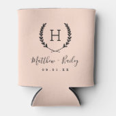 Laurel Crest Wedding Monogram | Blush Blikjeskoeler (Voorkant)