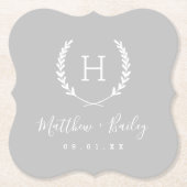 Laurel Crest Wedding Monogram | Grijs Kartonnen Onderzetters (Voorkant)