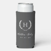 Laurel Crest Wedding Monogram | Koolstof Seltzer Blikjeskoeler (Seltzer Voorkant)