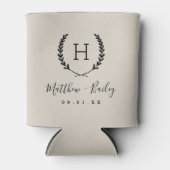Laurel Crest Wedding Monogram | Licht beige Blikjeskoeler (Voorkant)