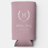 Laurel Crest Wedding Monogram | Mauve Seltzer Blikjeskoeler (Voorkant)
