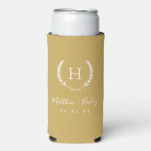 Laurel Crest Wedding Monogram | Mosterd Seltzer Blikjeskoeler (Seltzer Voorkant)