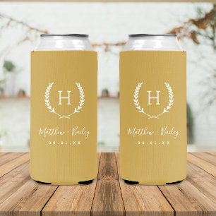 Laurel Crest Wedding Monogram   Mosterd Seltzer Blikjeskoeler