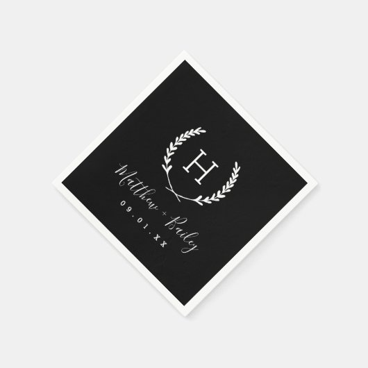 Laurel Crest Wedding Monogram Napkins Servet (Hoek)