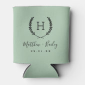 Laurel Crest Wedding Monogram | Sage Blikjeskoeler (Voorkant)