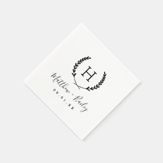 Laurel Crest Wedding Monogram Servet (Hoek)