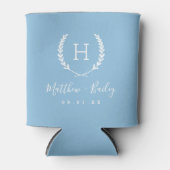 Laurel Crest Wedding Monogram | Sky Blue Blikjeskoeler (Voorkant)