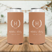 Laurel Crest Wedding Monogram | Terra Cotta Seltzer Blikjeskoeler