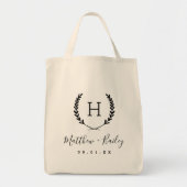 Laurel Crest Wedding Monogram Tote Bag (Voorkant)