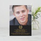 Laurel Crown Photo Afstuderen Invitation Kaart (Staand voorkant)