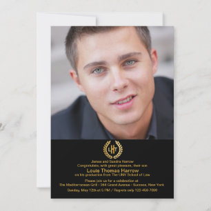 Laurel Crown Photo Afstuderen Invitation Kaart