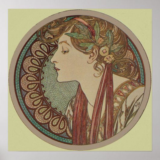 Laurel door Alphonse Mucha Art Nouveau Poster (Voorkant)