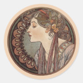 Laurel door Alphonse Mucha Classic Ronde Sticker (Voorkant)