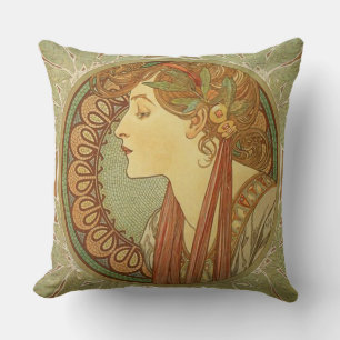 Laurel door Alphonse Mucha Kussen