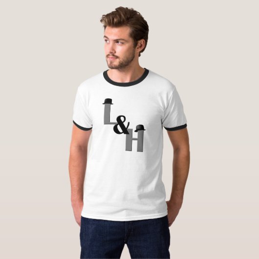 Laurel en Hardy - Initialen en Bowlers T-shirt (Voorkant volledig)