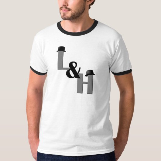 Laurel en Hardy - Initialen en Bowlers T-shirt (Voorkant)