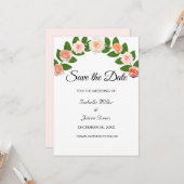 Laurel en Rozen Wedding Save the Date Invitation Kaart (Voorkant / Achterkant in situ)