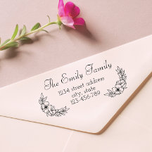 Laurel Family Name Retouradres Rubber Stamp