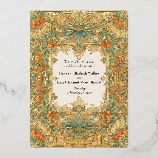 Laurel & filigraan betovering folie uitnodiging (Voorkant)