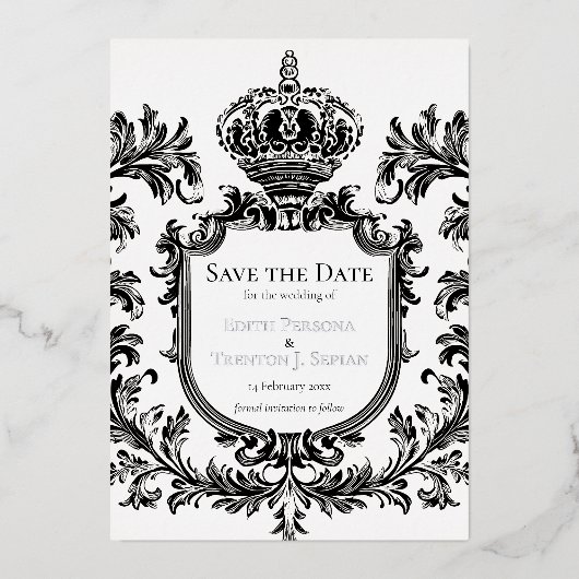  Laurel & Filigree, bruiloft, Folie Uitnodiging (Voorkant)