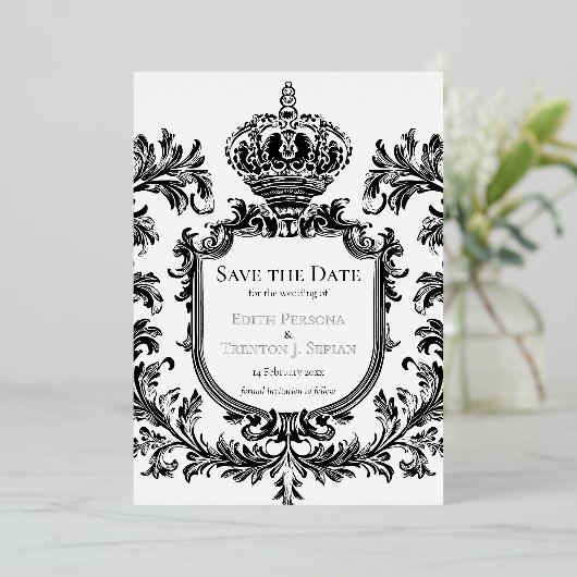  Laurel & Filigree, bruiloft, Folie Uitnodiging (Staand Voorkant)