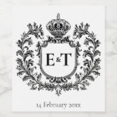  Laurel & Filigree, bruiloft, Wijn Etiket (Enkel label)