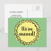 Laurel floral wreater change of address move briefkaart (Voorkant / Achterkant)
