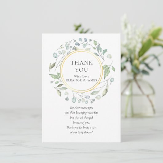 Laurel Garland Baby shower Dank u Gedicht Bedankkaart (Staand voorkant)