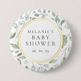 Laurel Garland Faux Gold Foil Baby shower Ronde Button 7,6 Cm