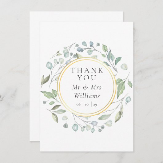 Laurel Garland Faux Gouden Folie Bruiloft Bedankkaart (Voorkant / Achterkant)