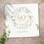Laurel Garland Gold 60th Birthday Servet<br><div class="desc">Een decoratieve laurelgarland omcirkelt een faux gouden folie grens met een verjaardagstekst van 60 jaar en onder uw gepersonaliseerde naam. Ontworpen door: Thisnotme©</div>