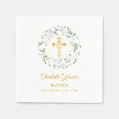Laurel Garland Gold Cross Baptism Christening Servet (Voorkant)