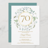 Laurel Garland Gold Monogram 70e verjaardag Kaart (Voorkant / Achterkant)